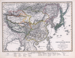 Das Chinesische Reich mit den Schutzstaaten, nebst dem Japanischen Inselreiche - Stielers Weltatlas von 1833
