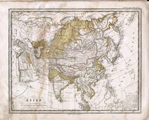 Asien - Stielers Weltatlas von orographische Karte - Stielers Weltatlas von 1860 (Karte 23)