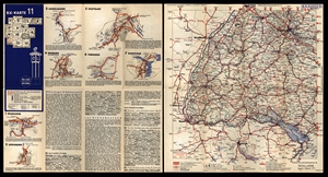 B.V. - Karte - 11 (1939) mit Stadtplänen von Pforzheim, Offenburg, Baden-Baden, Freiburg im Breisgau, Stuttgart, Tübingen und Konstanz
