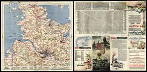 SHELL-Straßenkarte 1 - Hamburg (Wappen: Hamburg, Schleswig-Holstein, Lübeck, Cover: Lüneburger Heide, Hamburger Hafen, 1:470.000, 1935/36) - Neu digitalisiert - Vorder- und Rückseite
